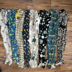 Kids One-Piece Pajamas in Mixed Blue, Gray & Black Prints